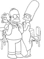 Coloriage de Homer, Marge et Maggie