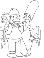Coloriage de Homer, Marge et Maggie