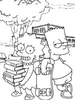 Coloriage de Lisa et Bart Simpson