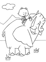 Coloriage de Stanley et un éléphant