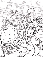 Coloriage de Il pleut des cheeseburgers !