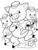 Coloriage de Les 3 petits cochons