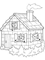 Coloriage de Les cochons dans leur maison