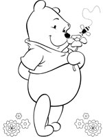 Coloriage de Winnie avec une fleur