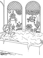 Coloriage de Barbie dans son bain