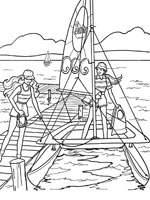 Coloriage de Barbie fait de la voile
