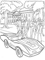 Coloriage de Barbie dans sa voiture de sport
