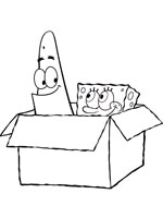 Coloriage de Patrick et Bob dans une caisse