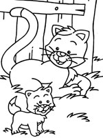 Coloriage de Chatte et son chaton