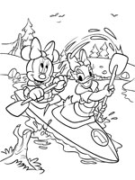 Coloriage de Daisy et Minnie font du kayak