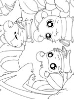 Coloriage de Topla, Pashmina et Panda