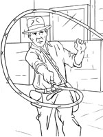 Coloriage de Indiana Jones et son fouet