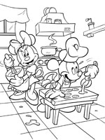 Coloriage de Mickey et Minnie font la cuisine