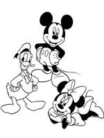 Coloriage de Mickey, Minnie et Donald