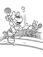 Coloriage de Minnie et Daisy jouent au tennis