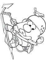 Coloriage de M. Patate fait de l'escalade
