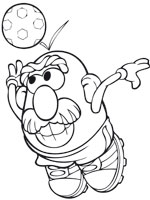 Coloriage de M. Patate joue au football