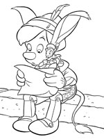 Coloriage de Pinocchio et Jiminy Cricket