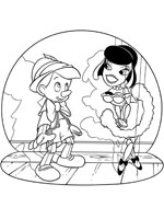 Coloriage de Pinocchio et une marionnette séduisante