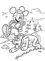 Coloriage de Pluto et Mickey en randonnée