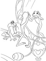 Coloriage de Tiana et Naveen transformés en grenouille !
