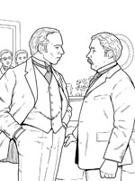 Coloriage de Holmes et Watson en discussion
