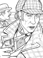 Coloriage de Sherlock Holmes et son pistolet