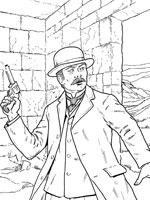 Coloriage de Watson avec son pistolet