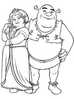 Coloriage de Shrek et Fiona