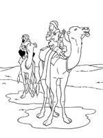 Coloriage de Tintin et le Capitaine Haddock dans le désert